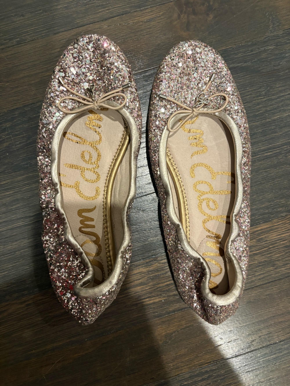 Sam Edelman Glitter Ballet Flats in Rose Gold